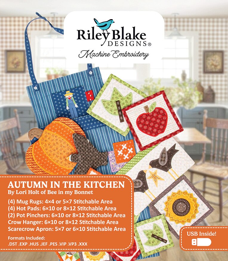Machine Embroidery Autumn in the Kitchen Projects | Riley Blake